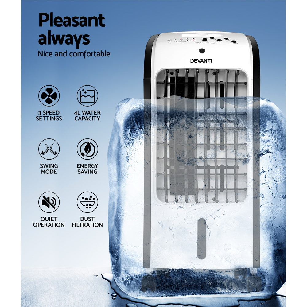 Portable Evaporative Air Cooler 4L Cooling Fan Humidifier Homecoze