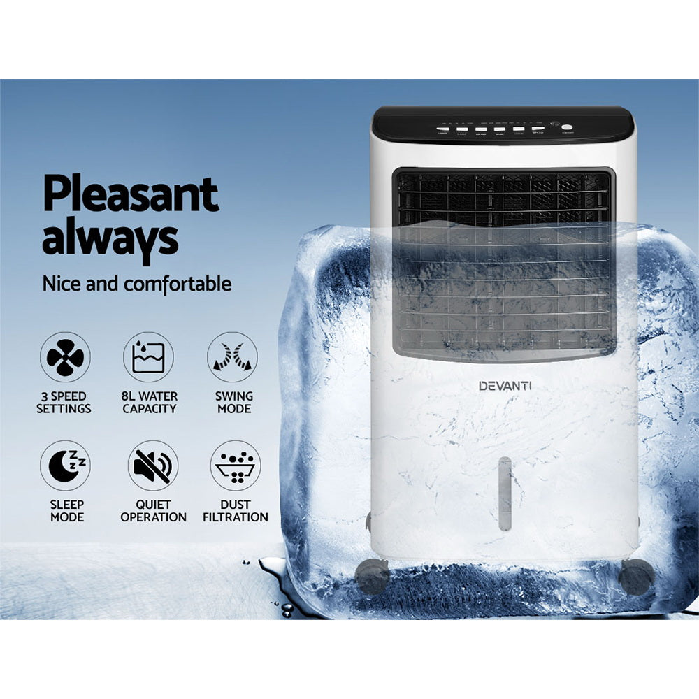 Portable Evaporative Air Cooler 8L Cooling Fan Humidifier Homecoze