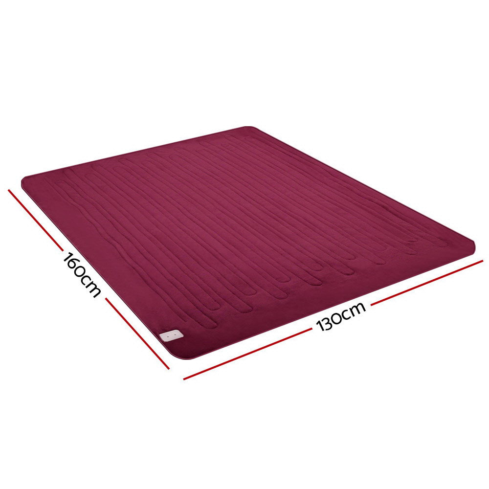 Heated Electric Blanket Washable Soft Fleece Winter Throw Red 160 x 130cm Homecoze
