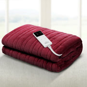 Heated Electric Blanket Washable Soft Fleece Winter Throw Red 160 x 130cm Homecoze
