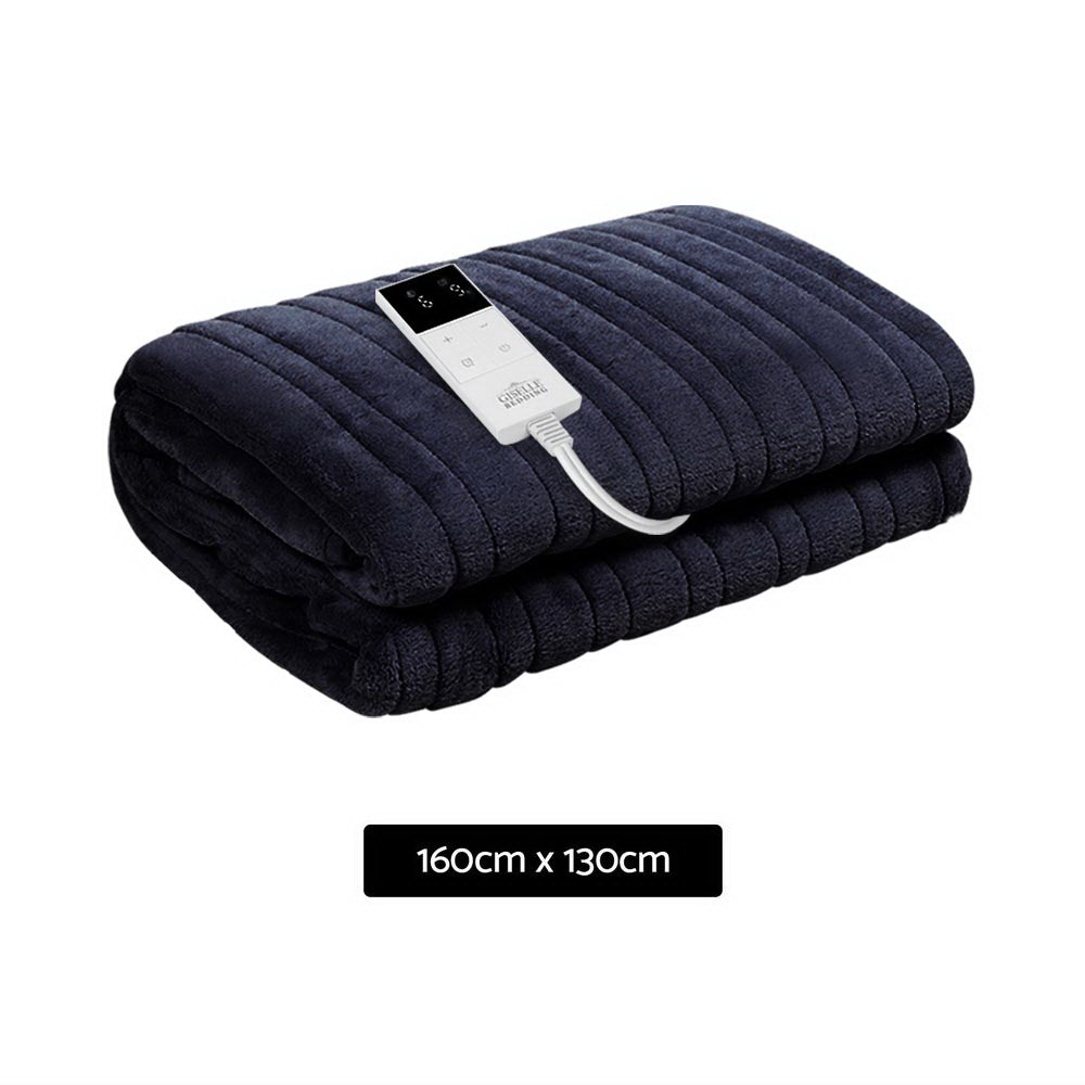 Heated Electric Blanket Washable Soft Fleece Winter Throw Charcoal 160 x 130cm Homecoze