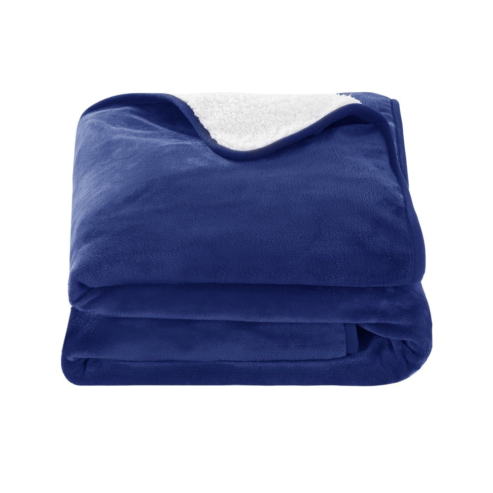 Heated Throw (160x130cm) Flannel/Sherpa Electric Blanket - Blue