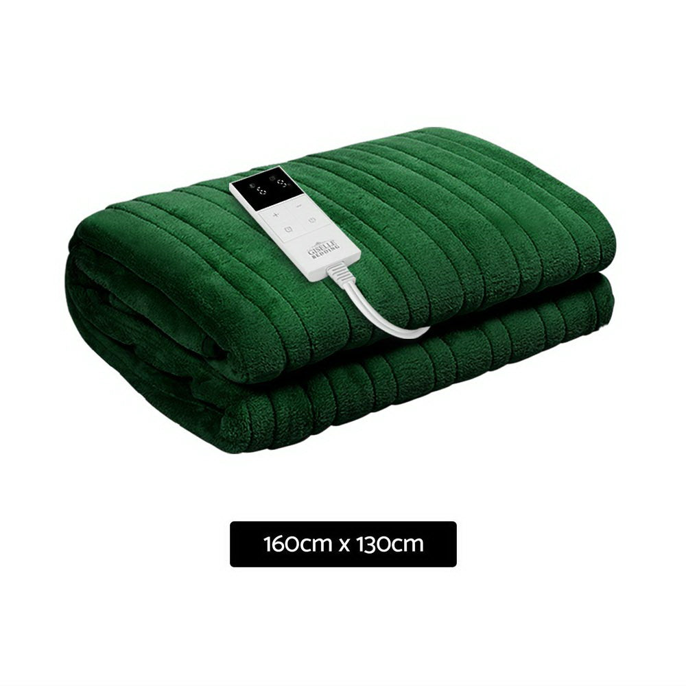 Heated Throw (160x130cm) Soft Fleece Electric Blanket - Green - Homecoze