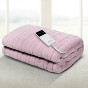 Heated Electric Blanket Washable Soft Fleece Winter Throw Pink 160 x 130cm Homecoze