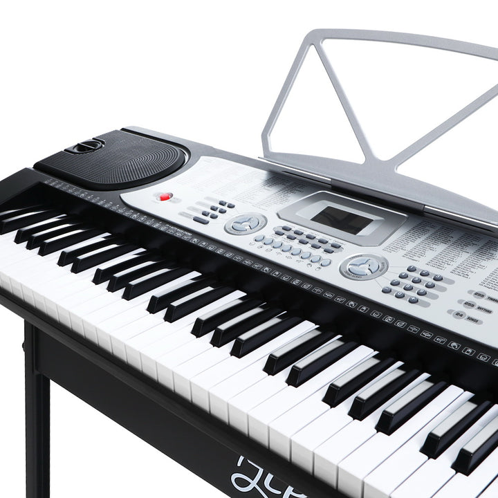 61 Key Electronic Piano Keyboard LED Electric Silver Great for Beginners Homecoze