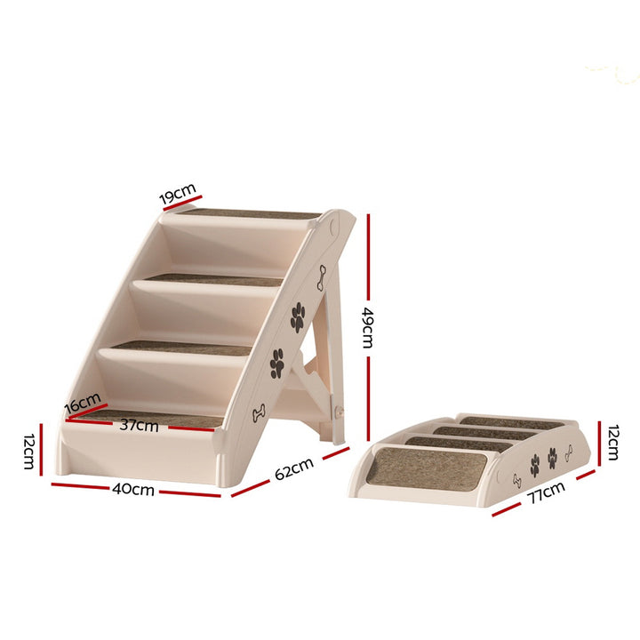 Foldable Dog Ramp Pet Steps For Bed Sofa Car Pet Stairs Ladder Beige Homecoze