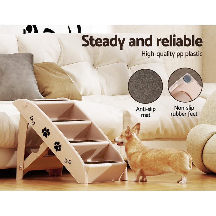 Foldable Dog Ramp Pet Steps For Bed Sofa Car Pet Stairs Ladder Beige Homecoze