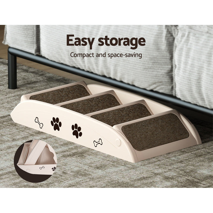 Foldable Dog Ramp Pet Steps For Bed Sofa Car Pet Stairs Ladder Beige Homecoze