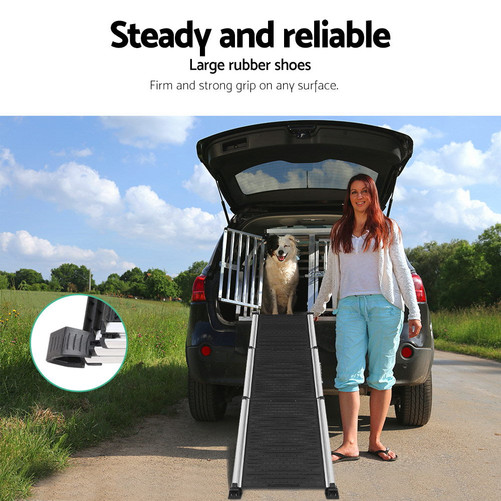 Foldable Aluminum Dog Ramp Portable Travel Pet Ladder for Cars 160cm Homecoze