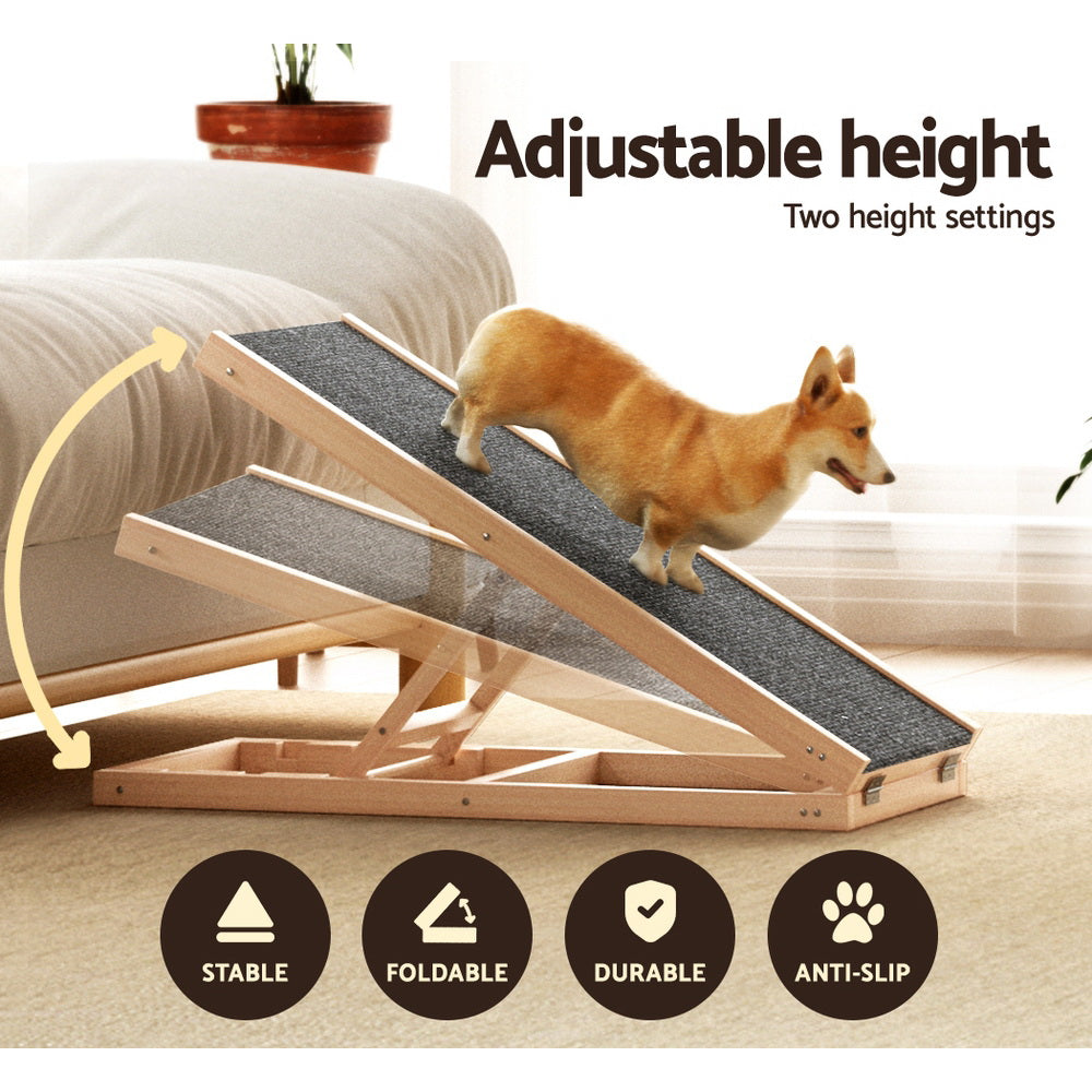 Dog Ramp Adjustable Height Pet Steps For Bed Sofa Car Foldable Non-slip 70cm Homecoze