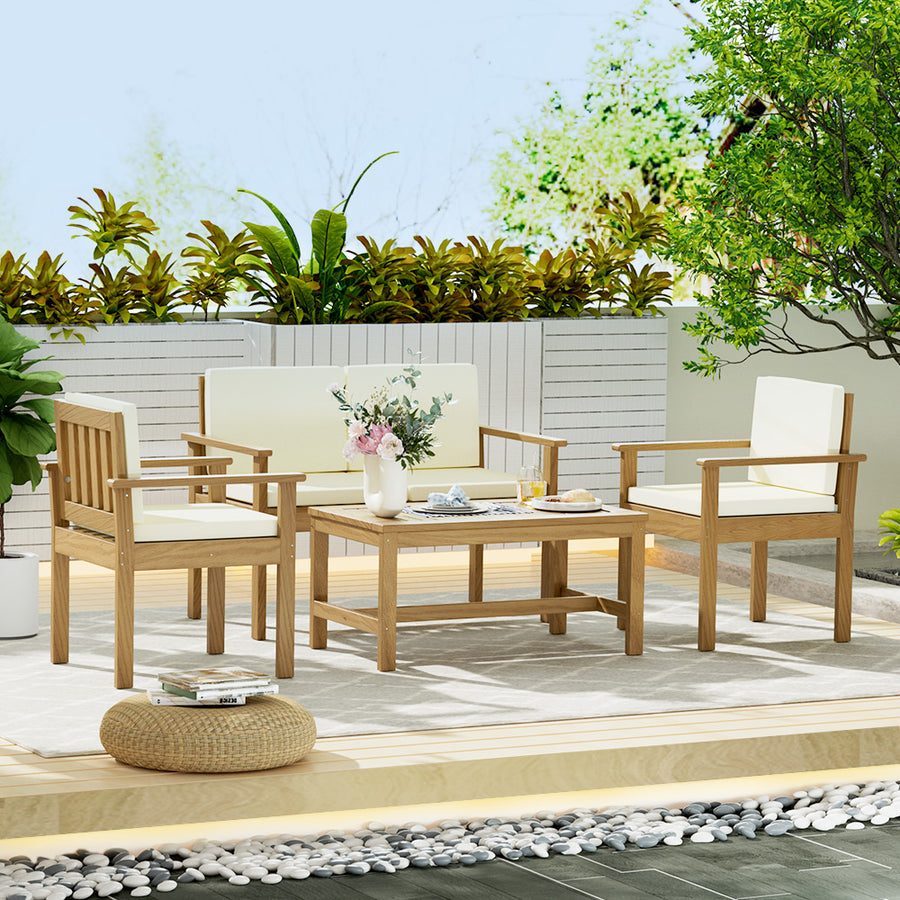 4PC Acacia Wood Outdoor Sofa Lounge Set Homecoze