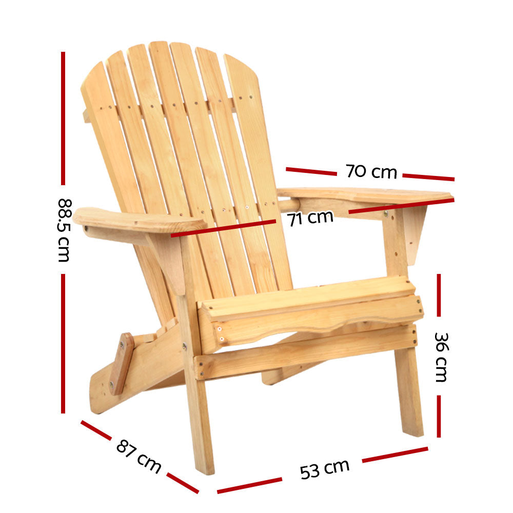 Adirondack Foldable Outdoor Armchair - Natural - Homecoze