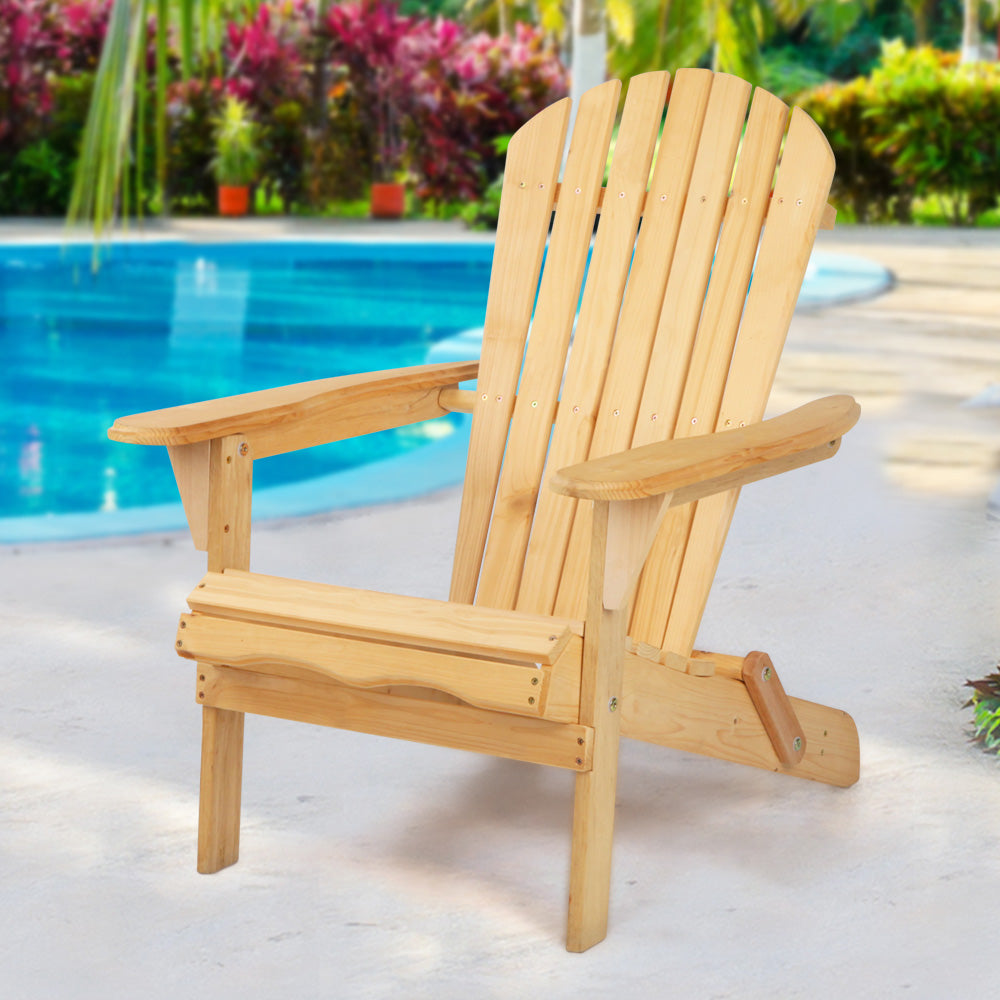 Adirondack Foldable Outdoor Armchair - Natural - Homecoze