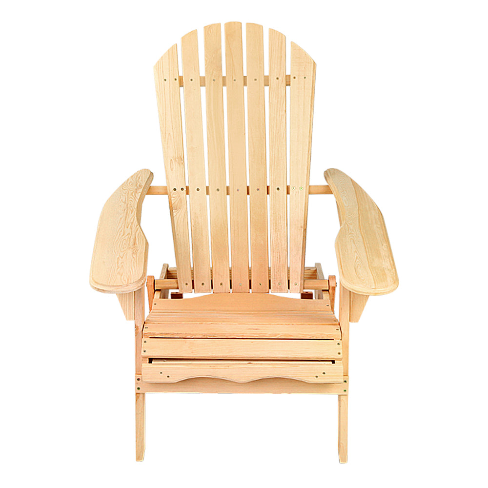 Set of 2 Adirondack Foldable Outdoor Armchairs - Natural - Homecoze