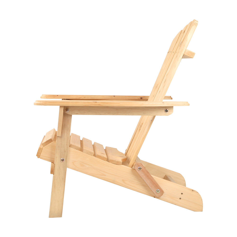 Set of 2 Adirondack Foldable Outdoor Armchairs - Natural - Homecoze