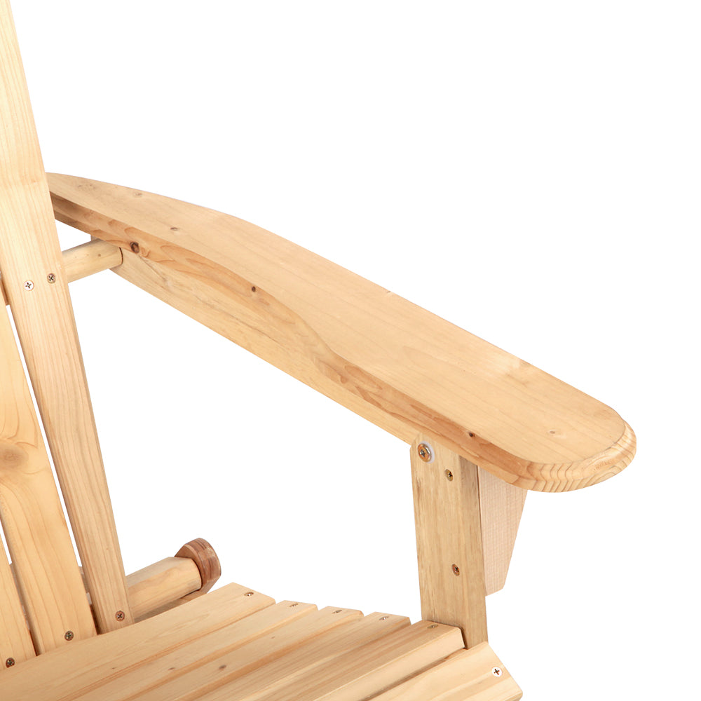 Set of 2 Adirondack Foldable Outdoor Armchairs - Natural - Homecoze