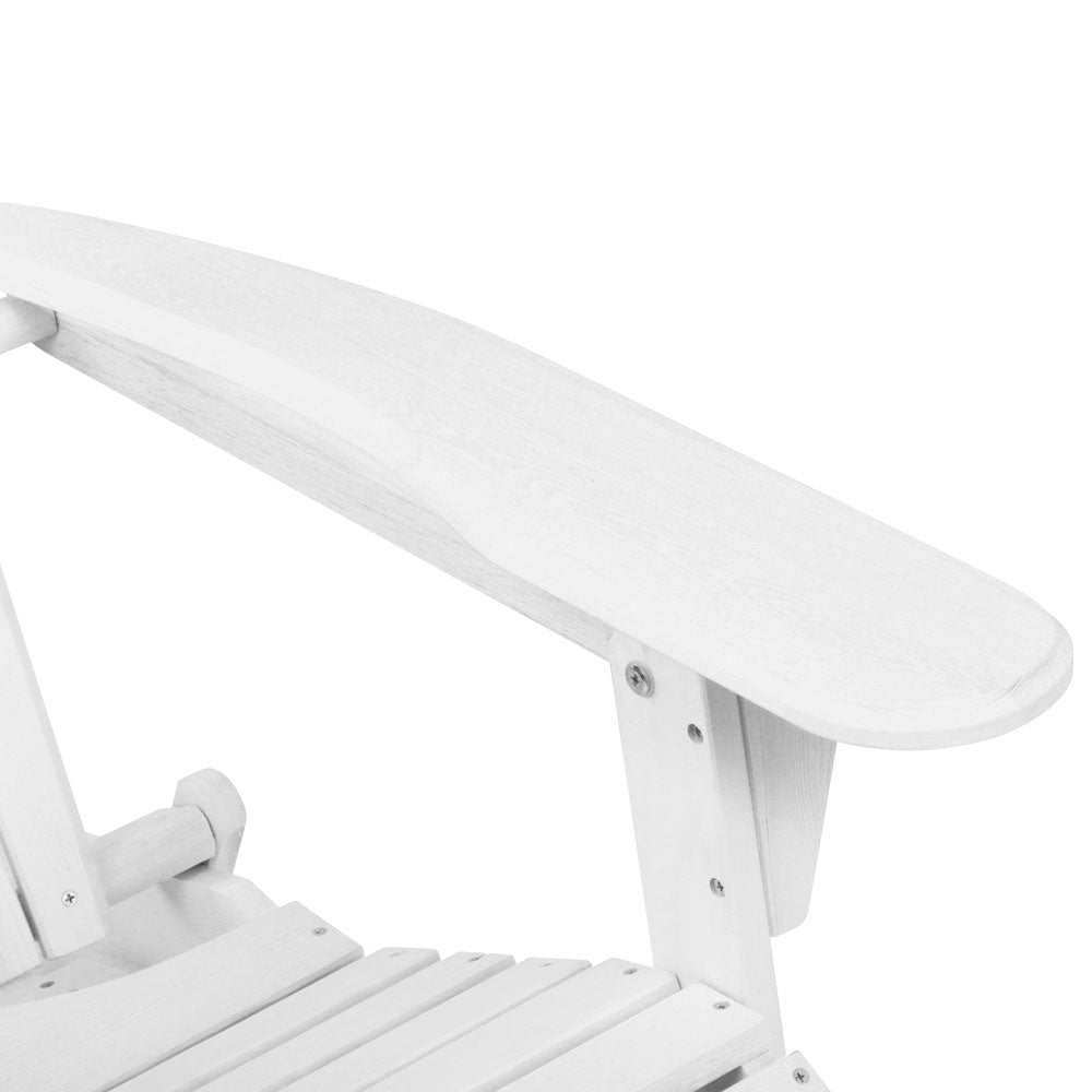 3PC Adirondack Foldable Outdoor Armchairs with Leg Rest - White - Homecoze