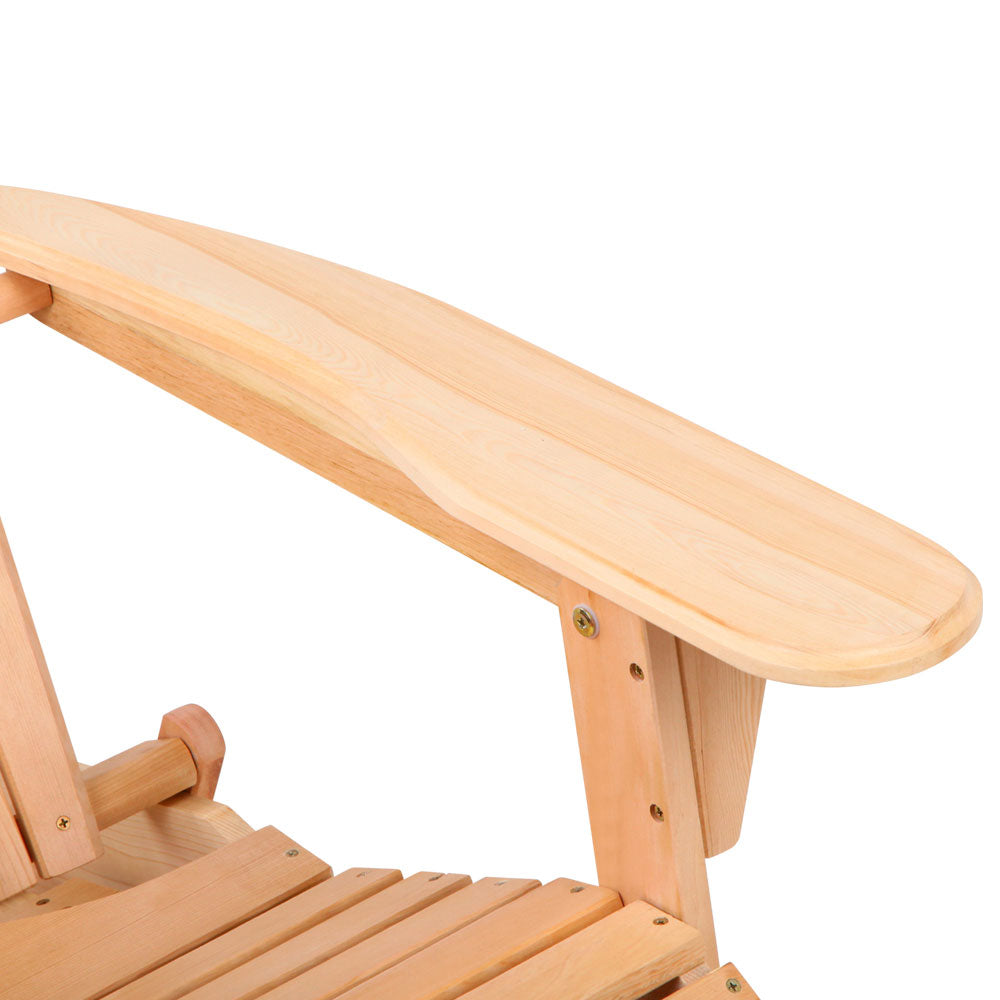 Adirondack Foldable Outdoor Armchair with Leg Rest - Natural - Homecoze