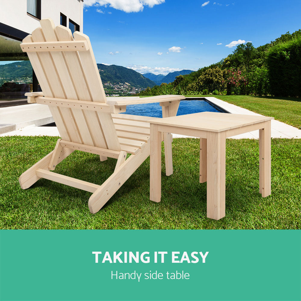 Adirondack Outdoor Side Table - Natural - Homecoze