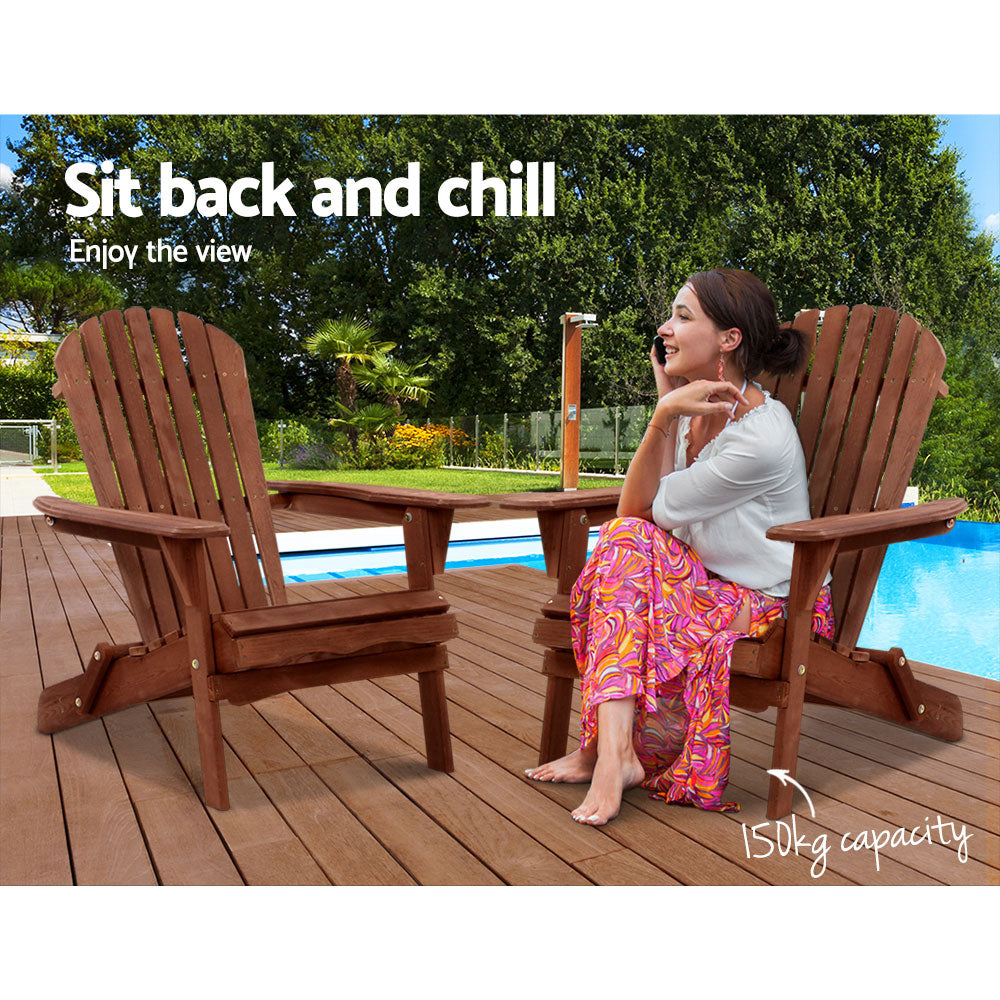 Adirondack Foldable Outdoor Armchair - Brown - Homecoze