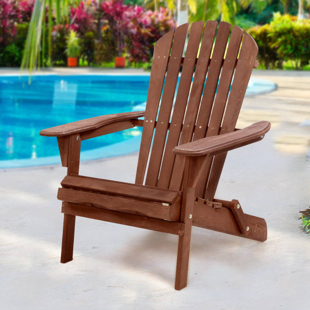 Adirondack Foldable Outdoor Armchair - Brown - Homecoze