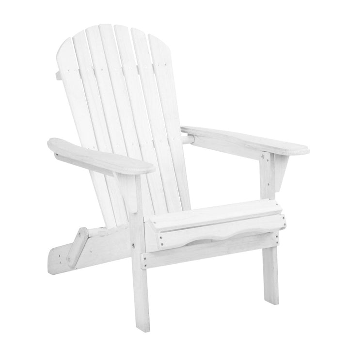 Adirondack Foldable Beach Chair Sun Lounge - White Homecoze