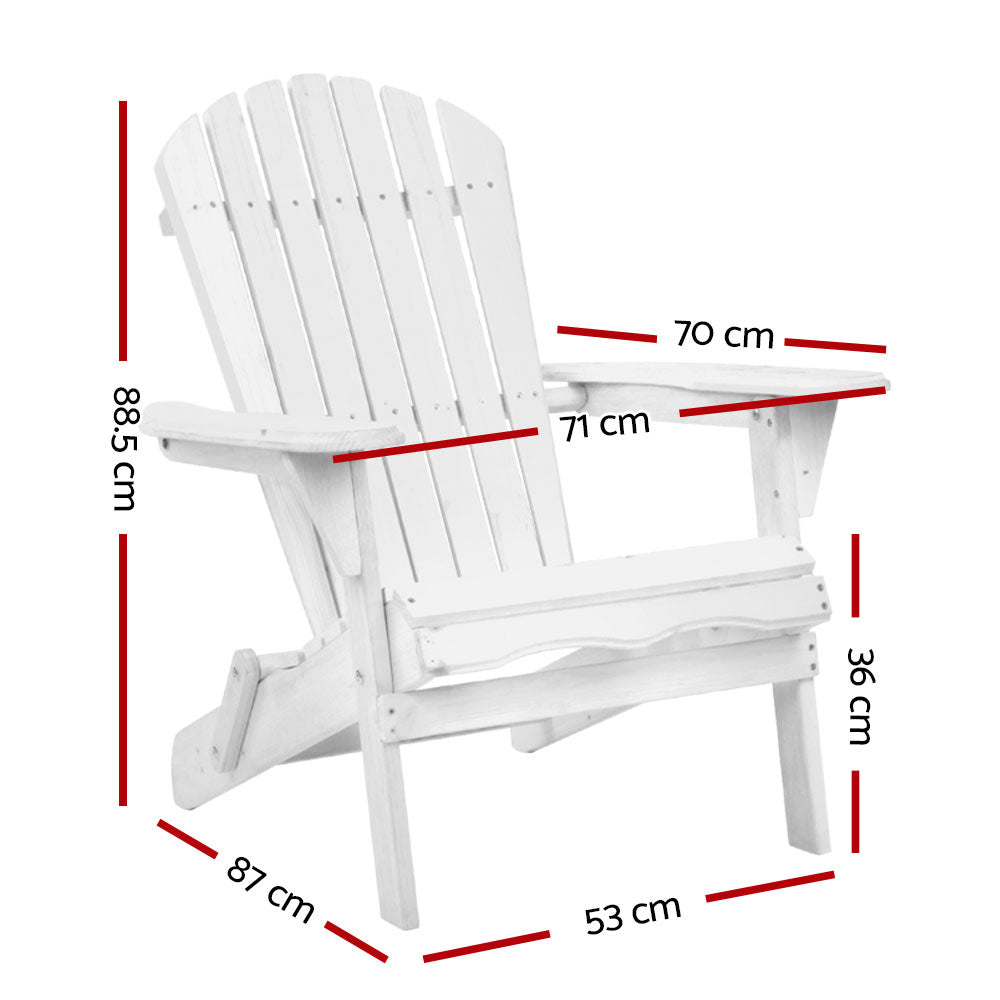 Adirondack Foldable Beach Chair Sun Lounge - White Homecoze