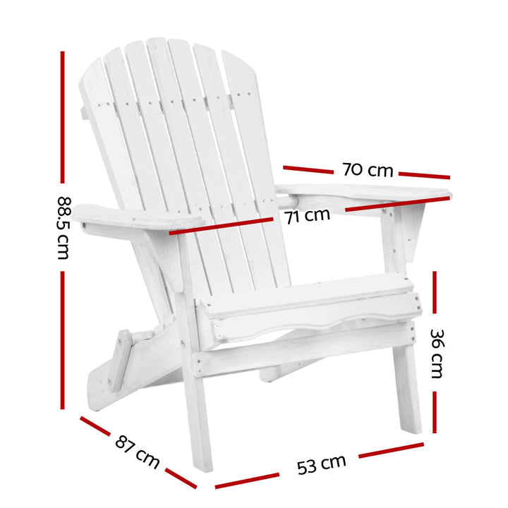 Adirondack Foldable Beach Chair Sun Lounge - White Homecoze