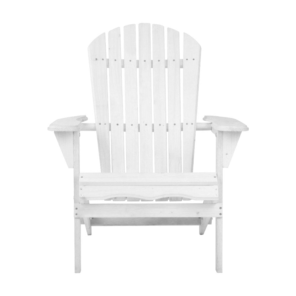 Adirondack Foldable Beach Chair Sun Lounge - White Homecoze