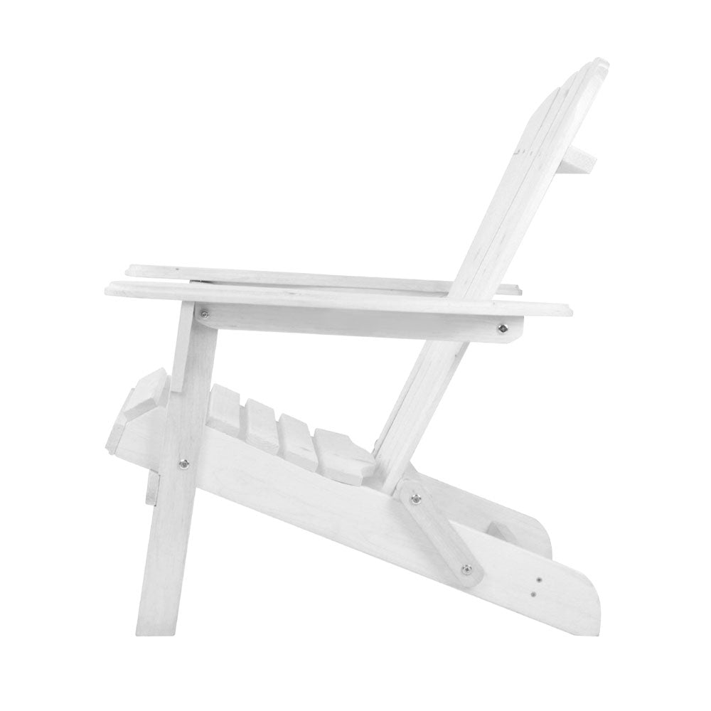 Adirondack Foldable Beach Chair Sun Lounge - White Homecoze