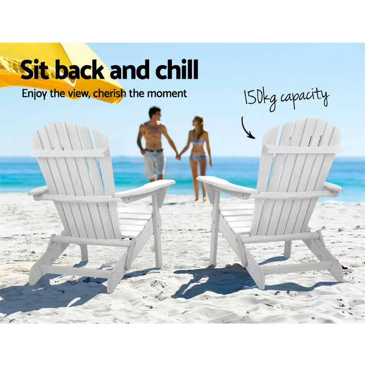 Adirondack Foldable Beach Chair Sun Lounge - White Homecoze