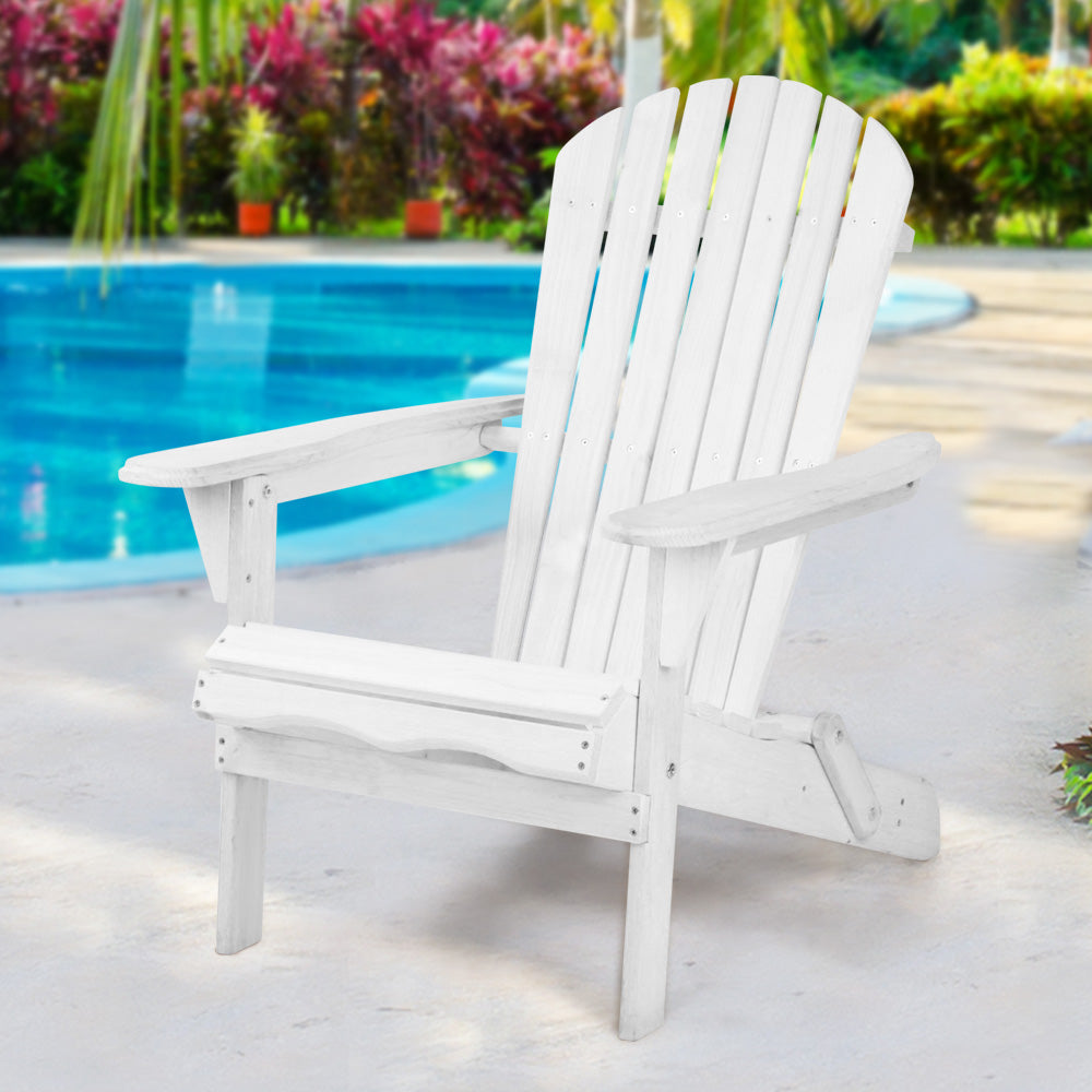 Adirondack Foldable Outdoor Armchair - White - Homecoze