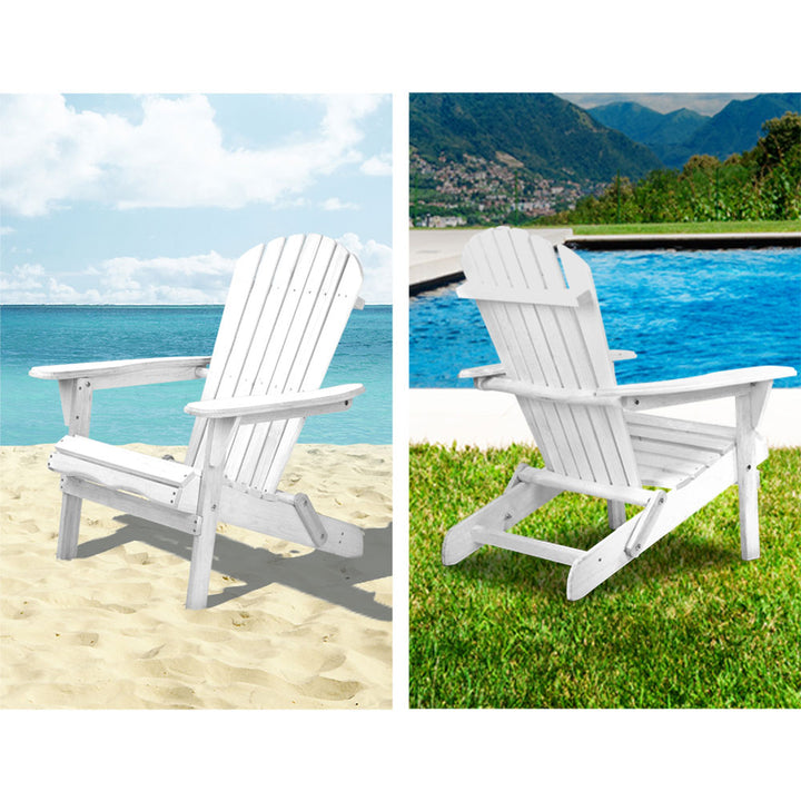 Adirondack Foldable Beach Chair Sun Lounge - White Homecoze