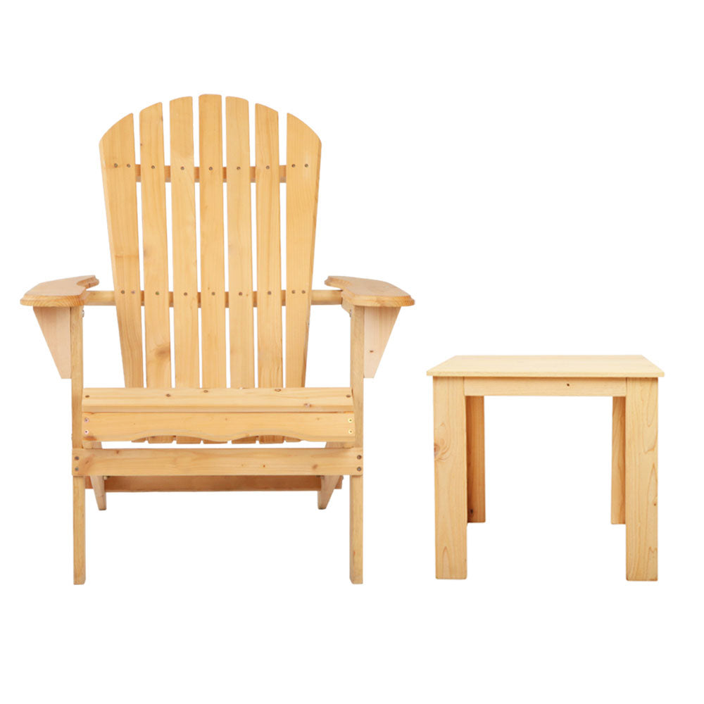 3PC Adirondack Foldable Outdoor Armchair Set - Natural - Homecoze