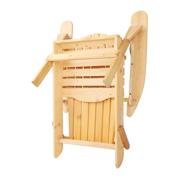 Adirondack Foldable 3 Piece Beach Chair Sun Lounge & Table Set - Natural Homecoze