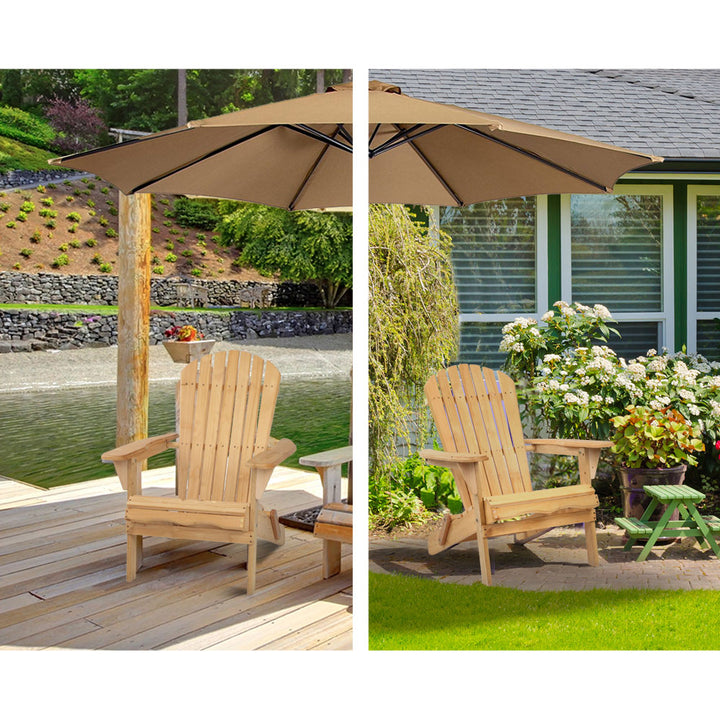 Adirondack Foldable 3 Piece Beach Chair Sun Lounge & Table Set - Natural Homecoze