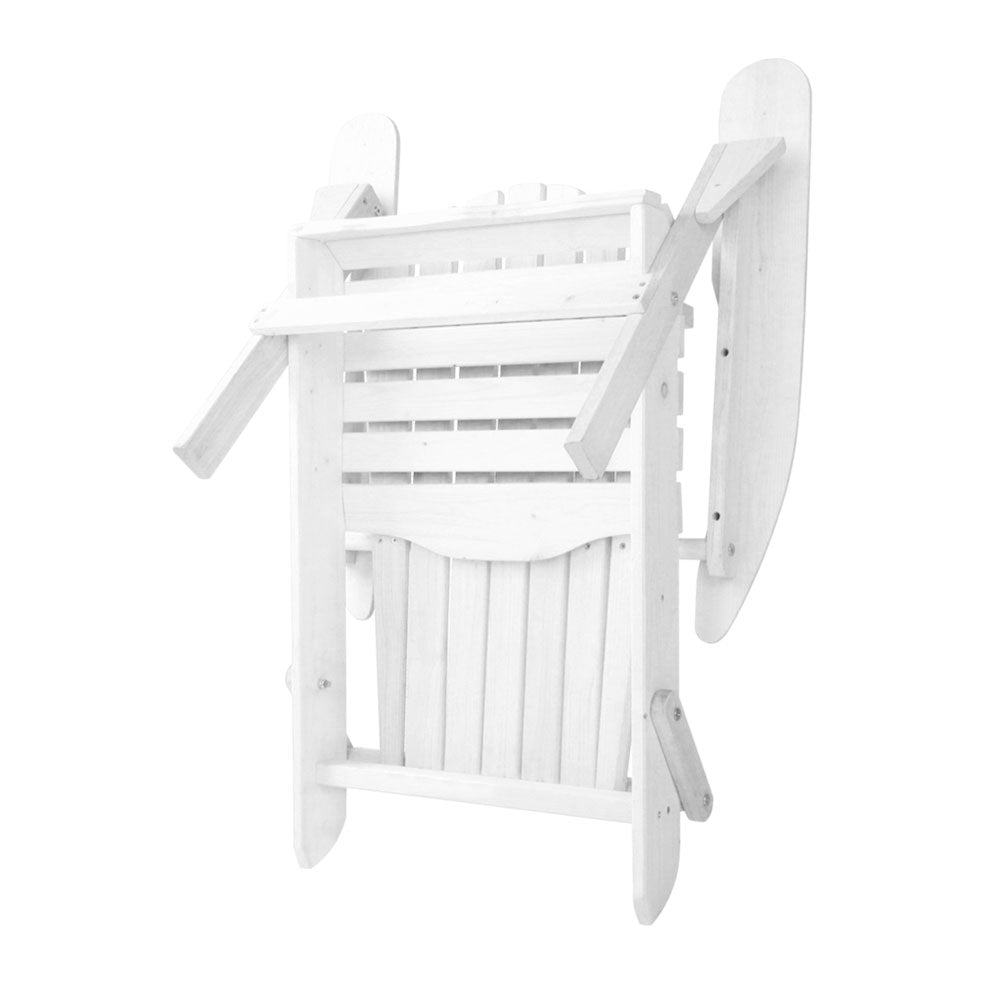 3PC Adirondack Foldable Outdoor Armchair Set - White - Homecoze