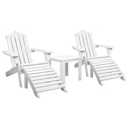5PC Adirondack Armchairs with Leg Rests & Side Table Set - White - Homecoze