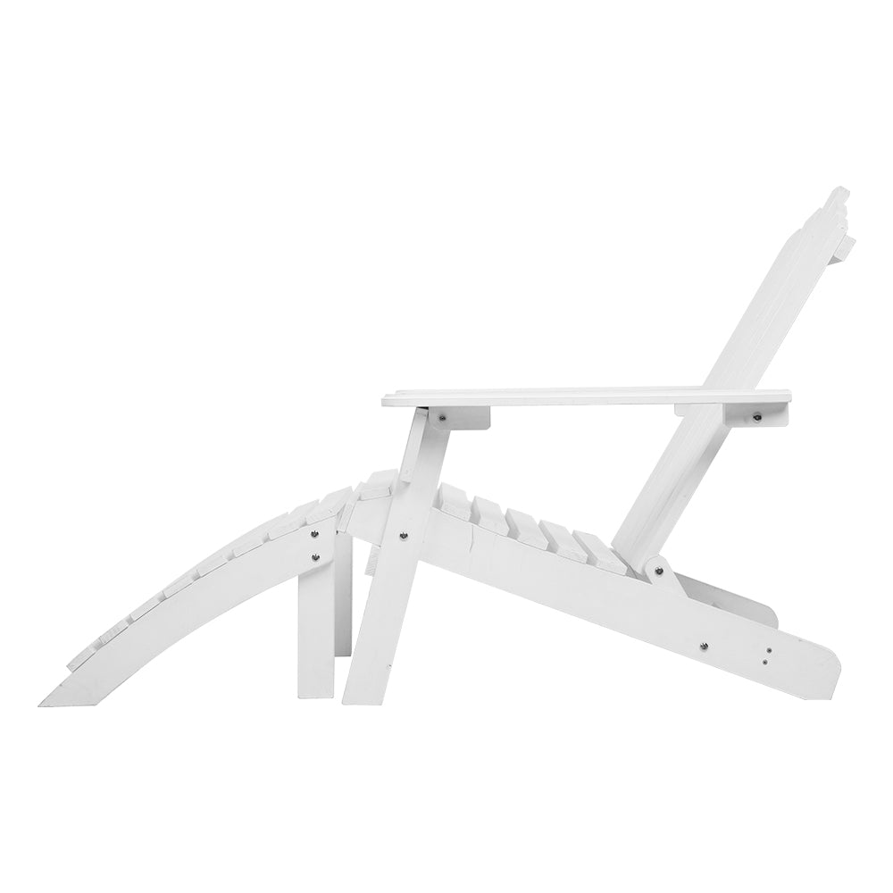 5PC Adirondack Armchairs with Leg Rests & Side Table Set - White - Homecoze