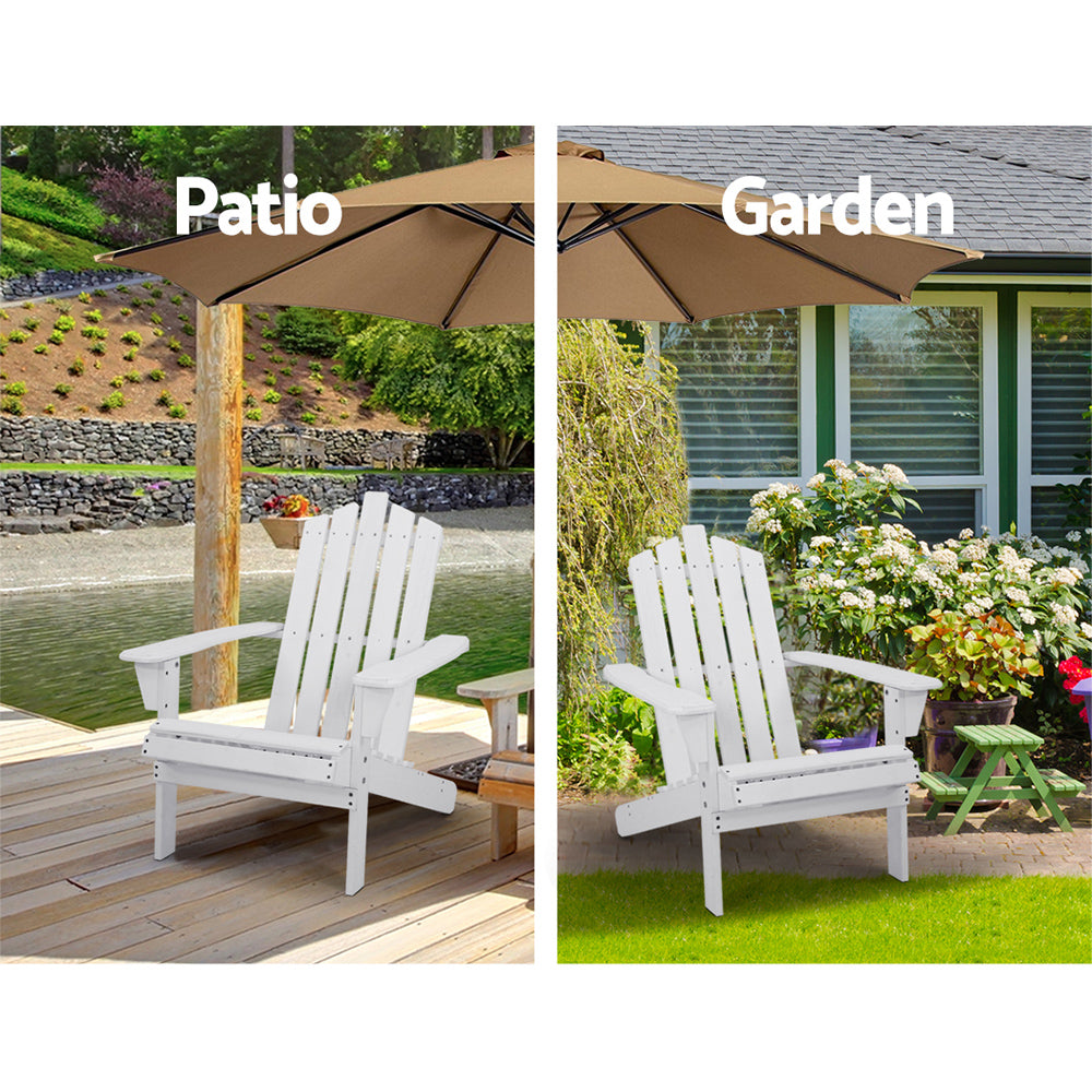 5PC Adirondack Armchairs with Leg Rests & Side Table Set - White - Homecoze