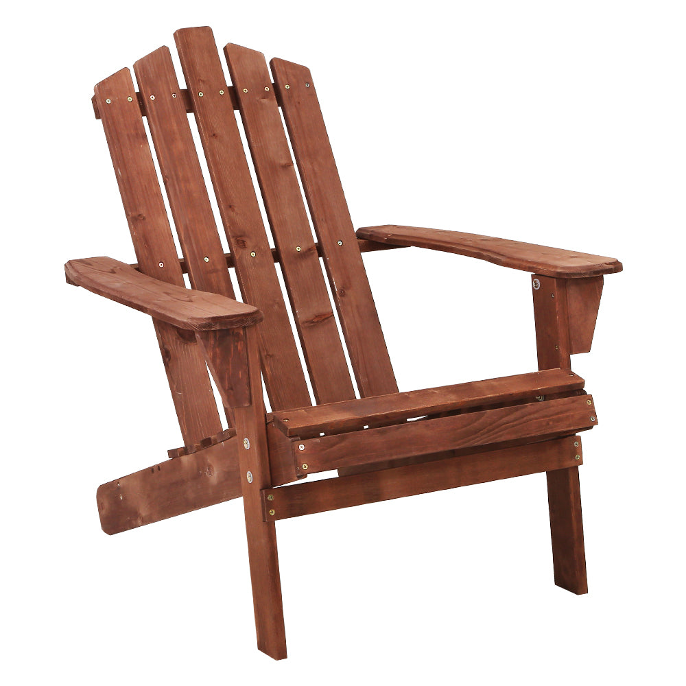 Adirondack Wooden Outdoor Armchair - Brown - Homecoze