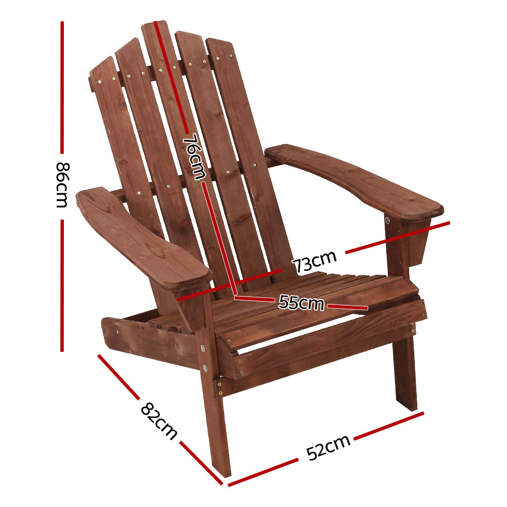 Adirondack Wooden Outdoor Armchair - Brown - Homecoze