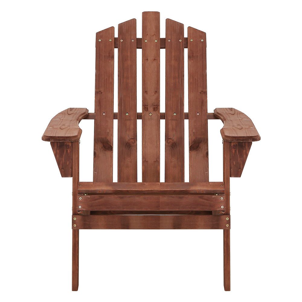 Adirondack Wooden Outdoor Armchair - Brown - Homecoze