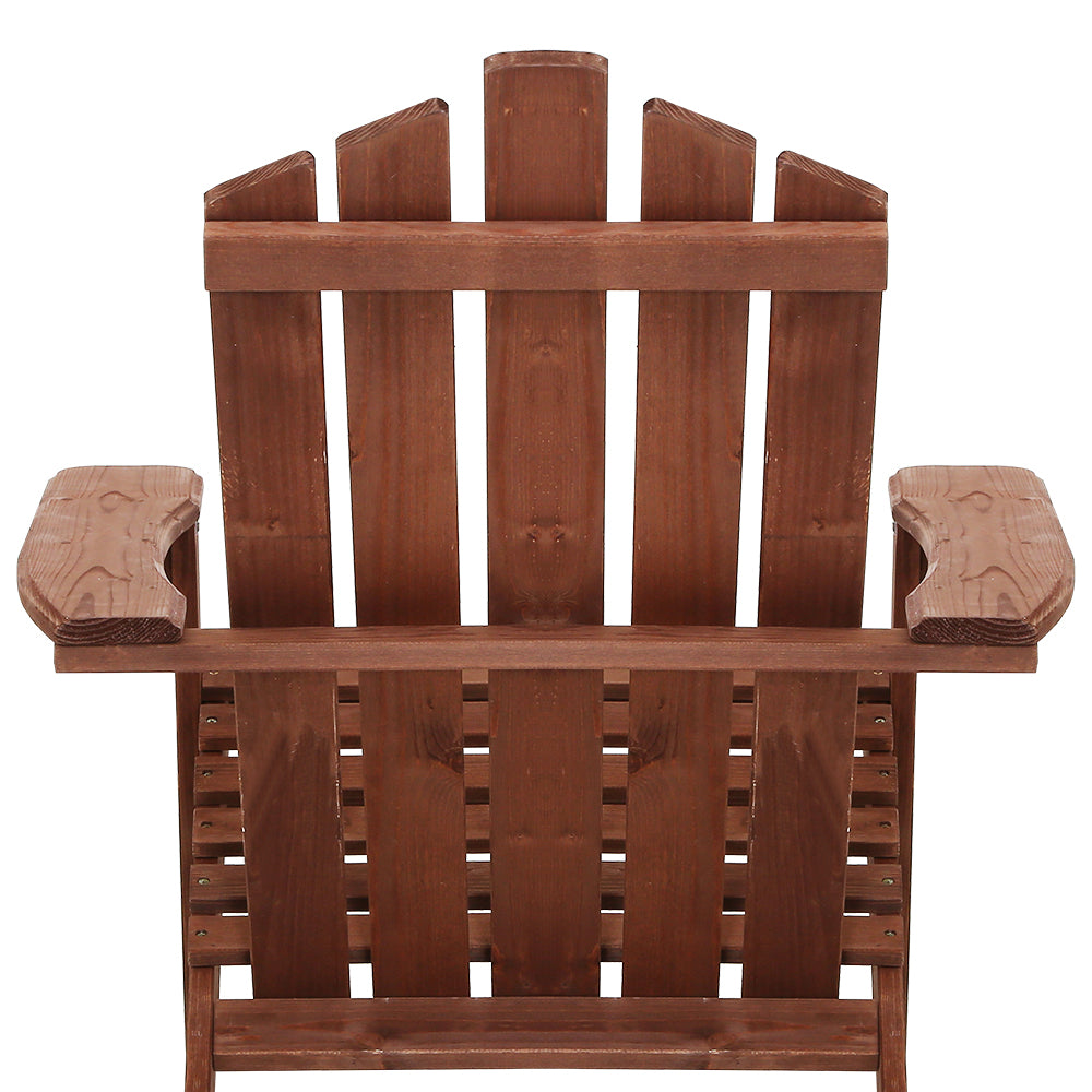 Adirondack Wooden Outdoor Armchair - Brown - Homecoze