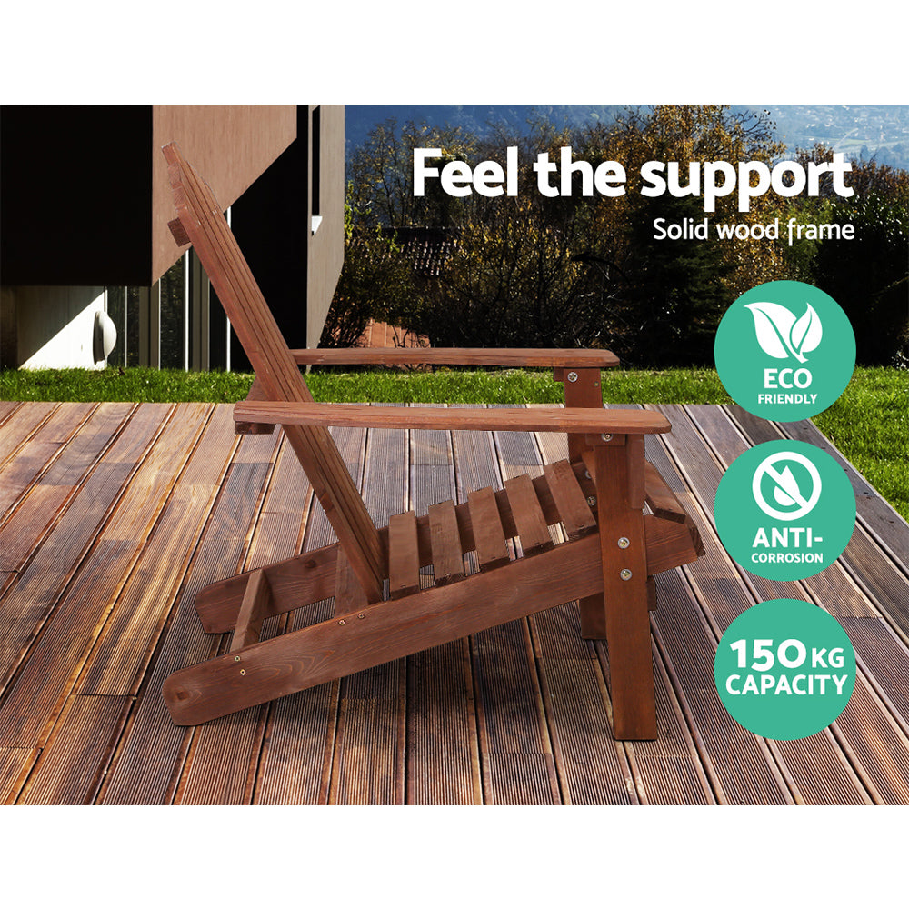 Adirondack Wooden Outdoor Armchair - Brown - Homecoze