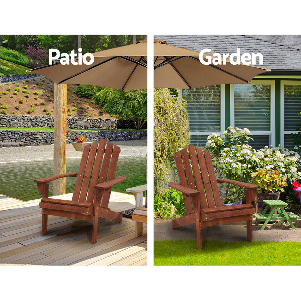 Adirondack Wooden Outdoor Armchair - Brown - Homecoze