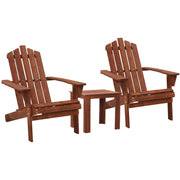 3PC Adirondack Wooden Outdoor Armchair Set - Brown - Homecoze