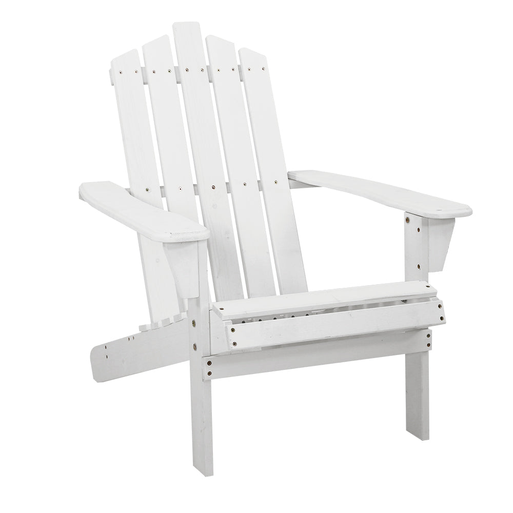 Adirondack Wooden Outdoor Armchair - White - Homecoze