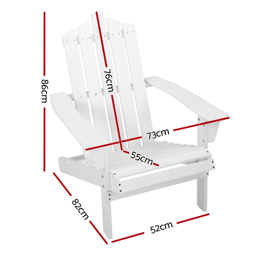 Adirondack Wooden Outdoor Armchair - White - Homecoze