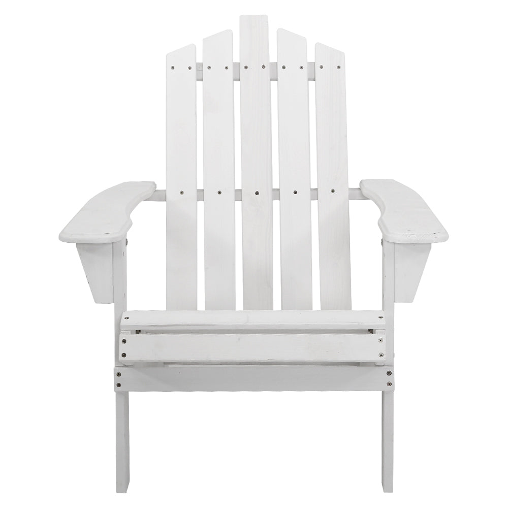 Adirondack Wooden Outdoor Armchair - White - Homecoze